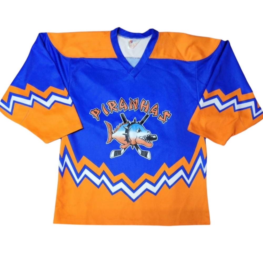Vintage 1990s Projoy Piranhas Hockey Jersey Size XS Made in Canada (A6)